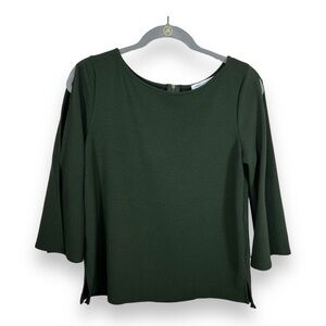 SMALL GREEN ENVELOPE OLIVE GREEN BLOUSE SLIT SLEEVE STRETCH